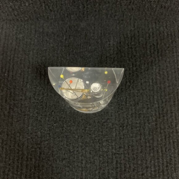 Vintage Lucite Exploding Sewing Kit Hourglass Paperweight - Picture 5 of 7